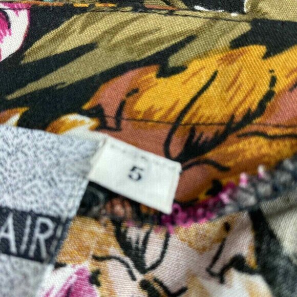 Joni Blair Midi Dress Womens 5‎ Brown VTG 80s Pleated Button Front Floral - Picture 11 of 12